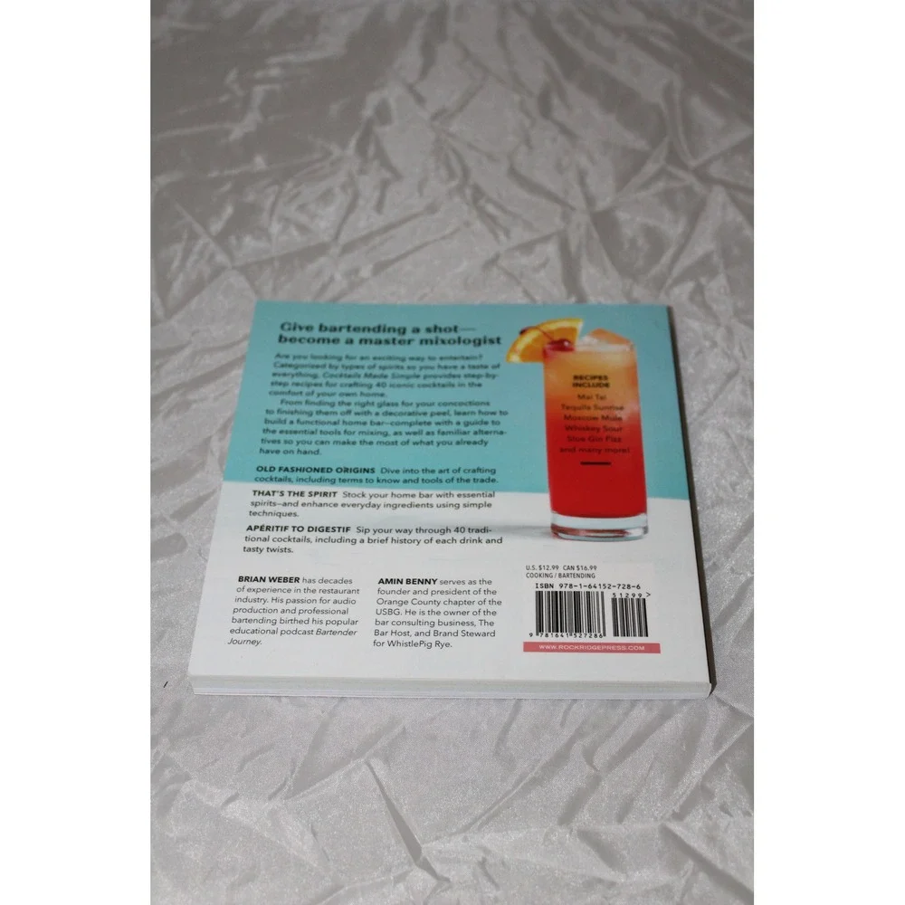 Cocktails‎ Made Simple Brian Weber Amin Benny Home Bartender Recipe Book